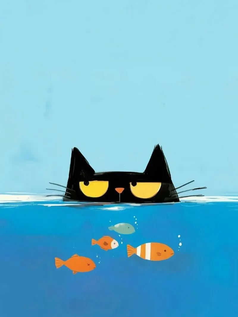 cat and fish pool pellicola backlit da feny
