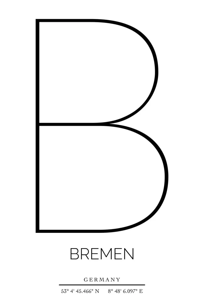 BREMEN -  white poster with aluminum frame by CityLights