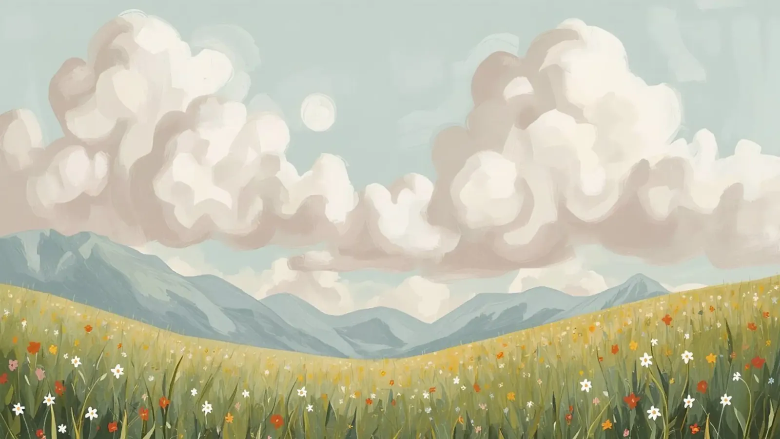 Prato con fiori selvatici e nuvole pellicola backlit da DesignDoodle