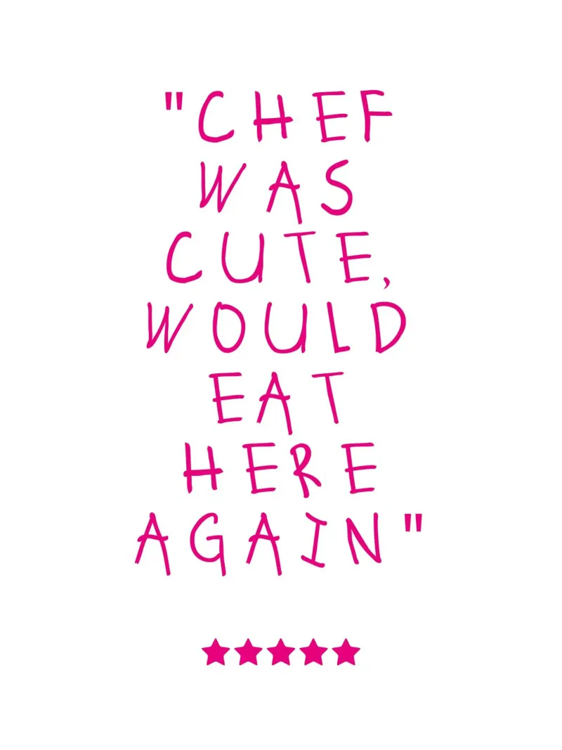 Chef was cute, would eat here again pellicola backlit da Attaboy Dsgn