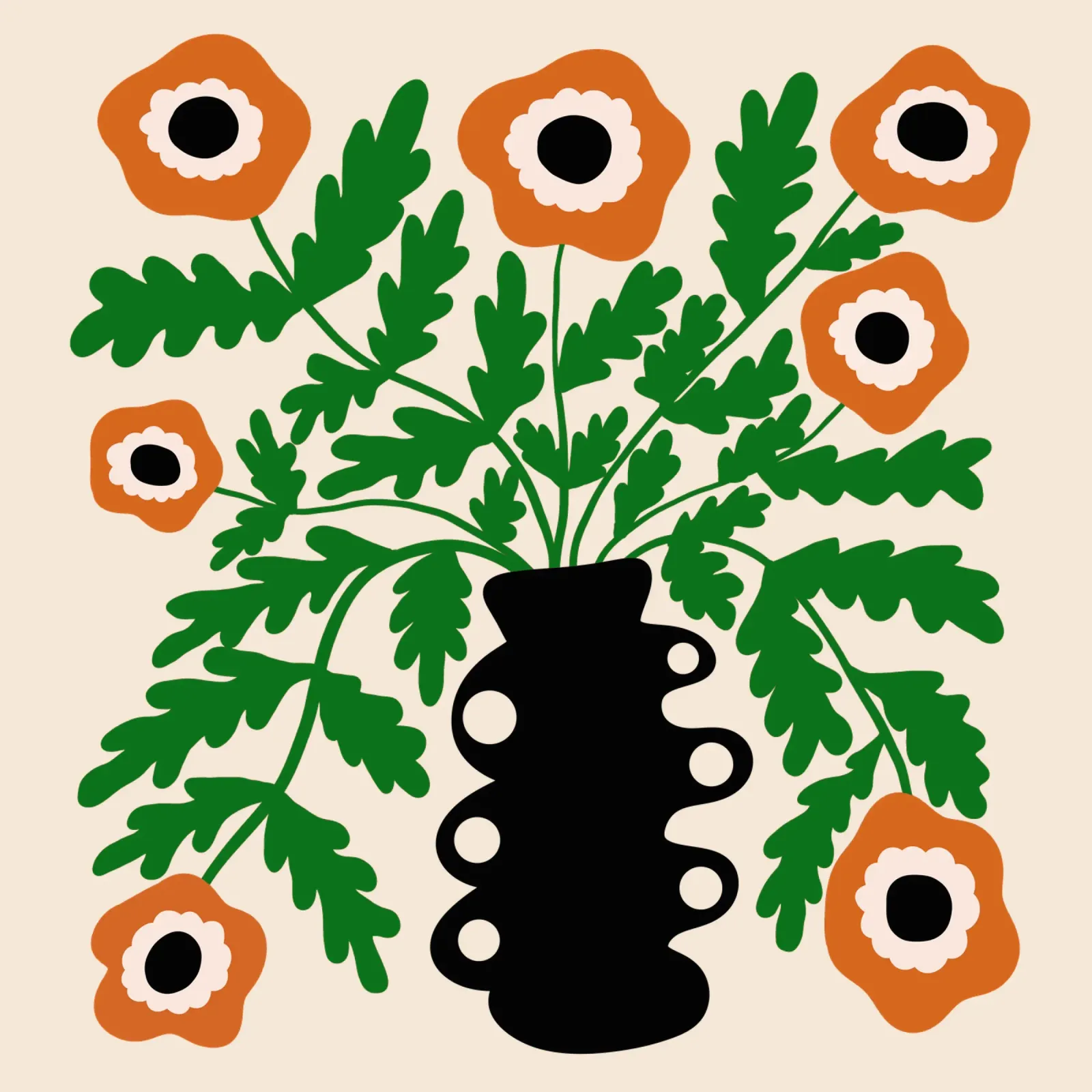 Eclectic modern orange flowers in vase pellicola backlit da TijanaArtStudio88