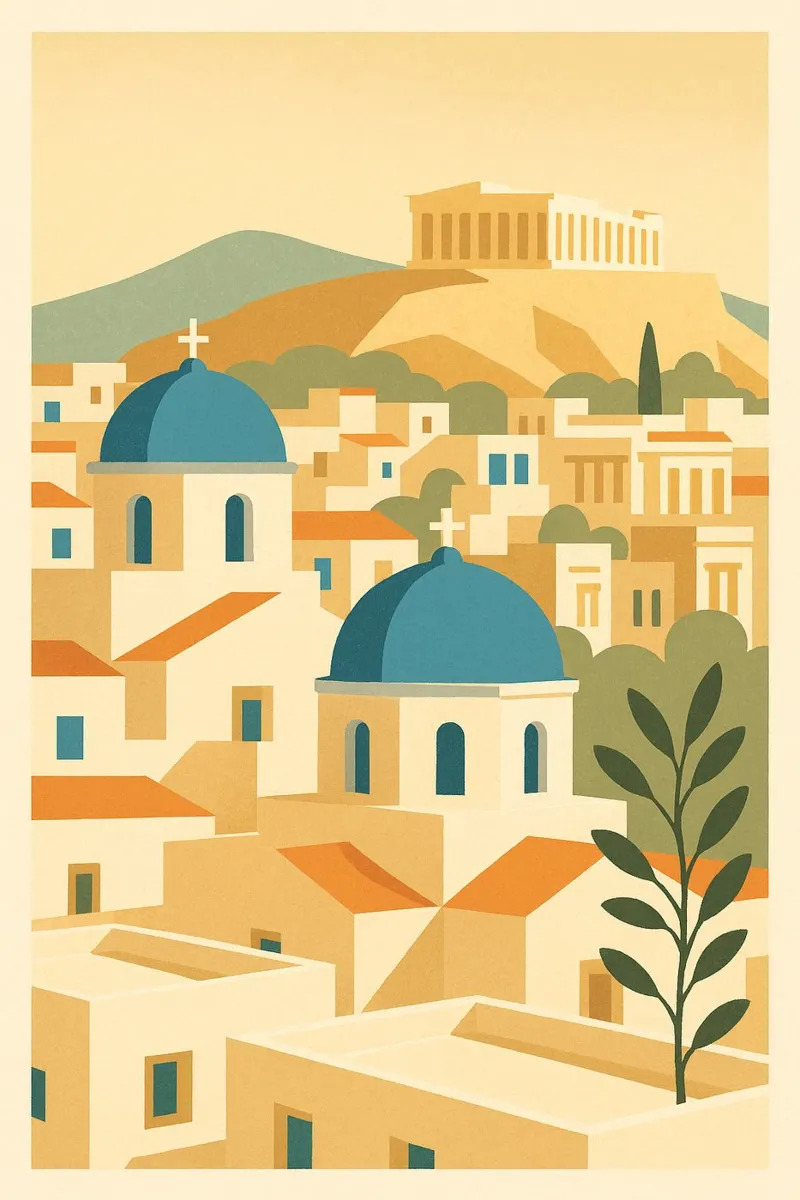 Atene a colori: viaggio nella Grecia d'epoca pellicola backlit da JETLAG | affiches voyage