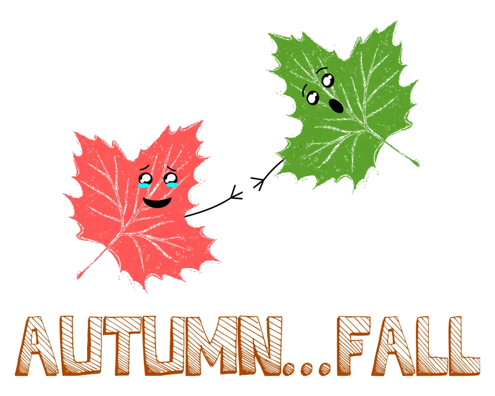 Carino Kawaii Maple Leafs Autunno Autunno Cartone Animato Divertente alluminio dibond da sillyindustries