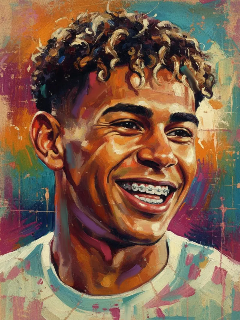 Lamine Yamal sorriso pellicola backlit da Lembayung art
