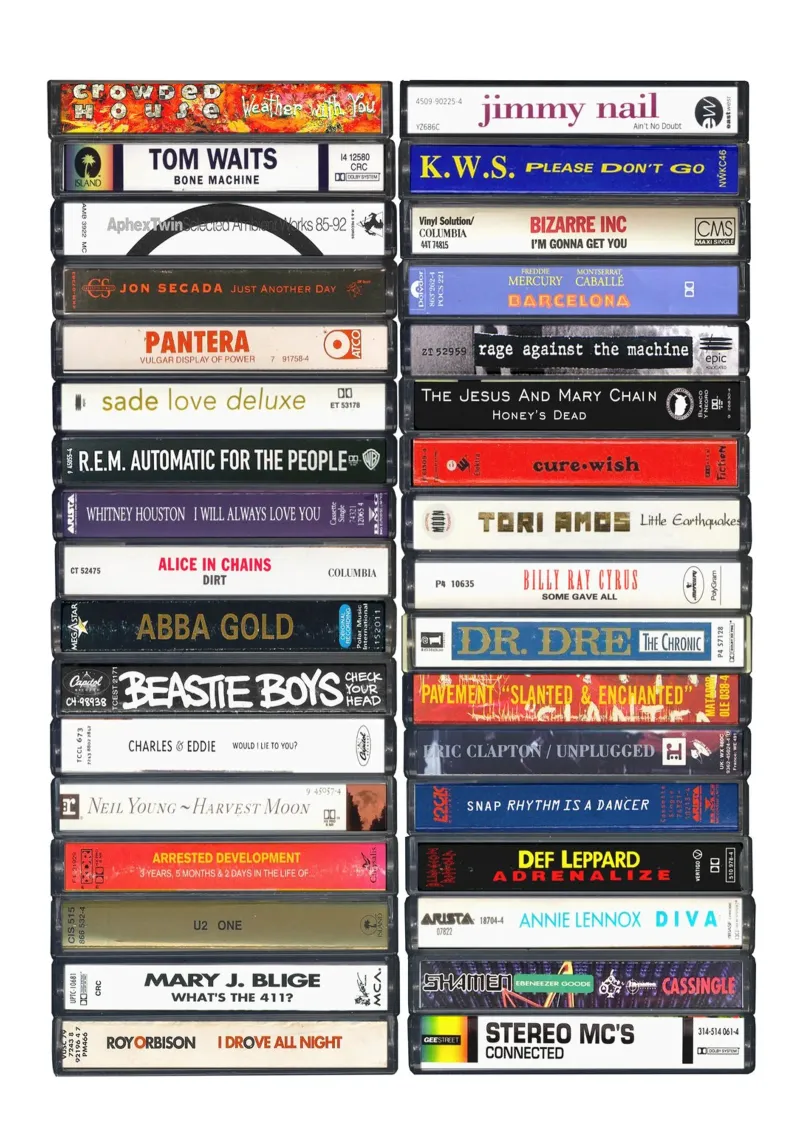Muziek van 1992 - 33e verjaardagscadeau-idee - Geboren in 1992 - jaren 90 canvas met Baklijst van MrMustardPrints