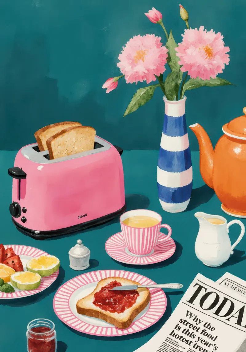 Retro Breakfast Illustration pellicola backlit da Attaboy Dsgn