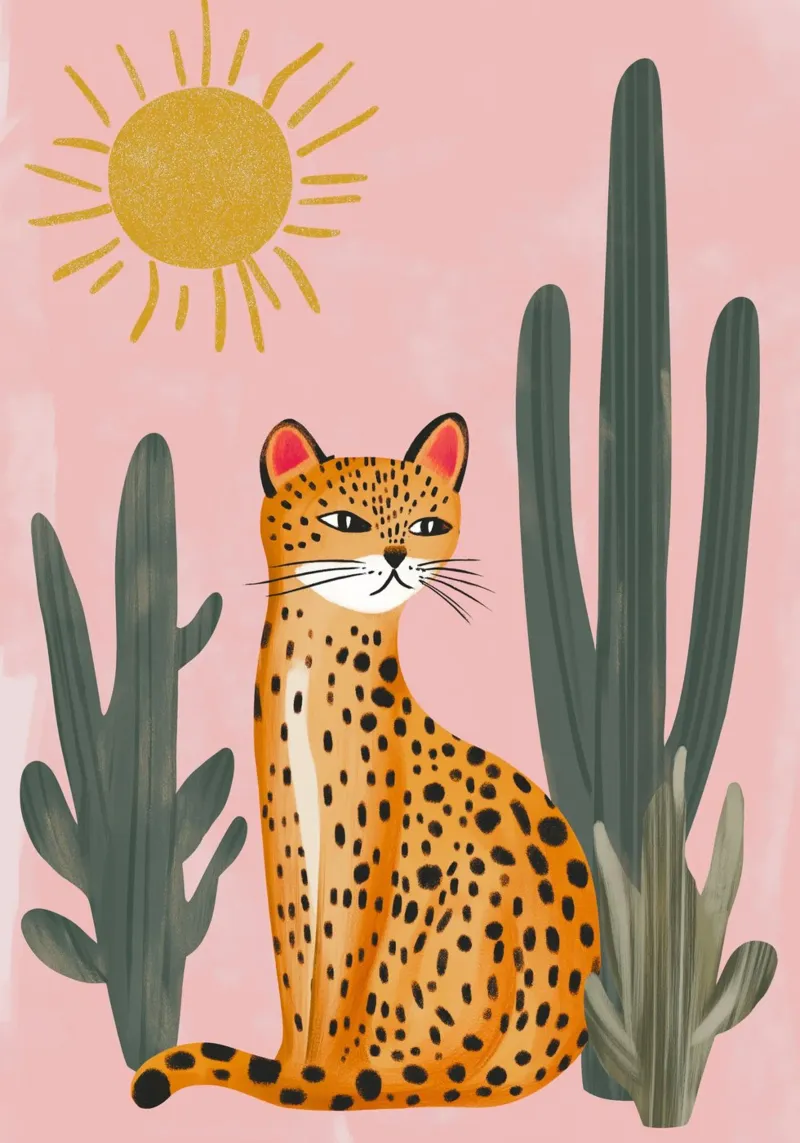 Leopard in der Wüste Bohemian Kunstdruck Hahnemühle von dawnthesea