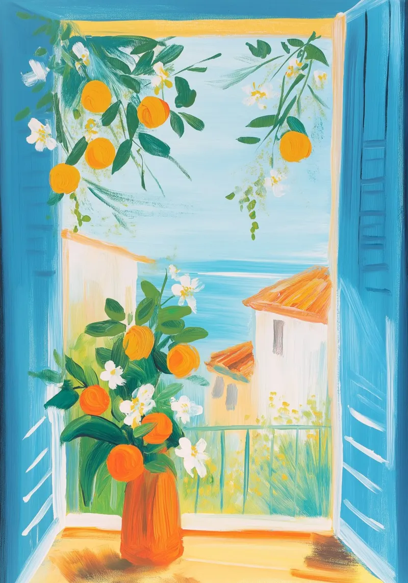 Lemon Tree Mediterranean View Art tela da dawnthesea