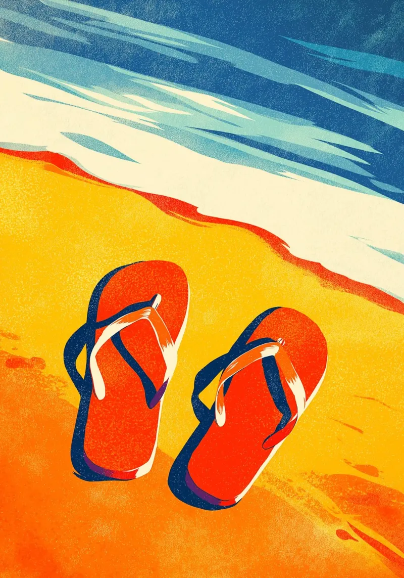 Retro Summer Flip Flops Beach Vibes Pop Art Hahnemühle von dawnthesea