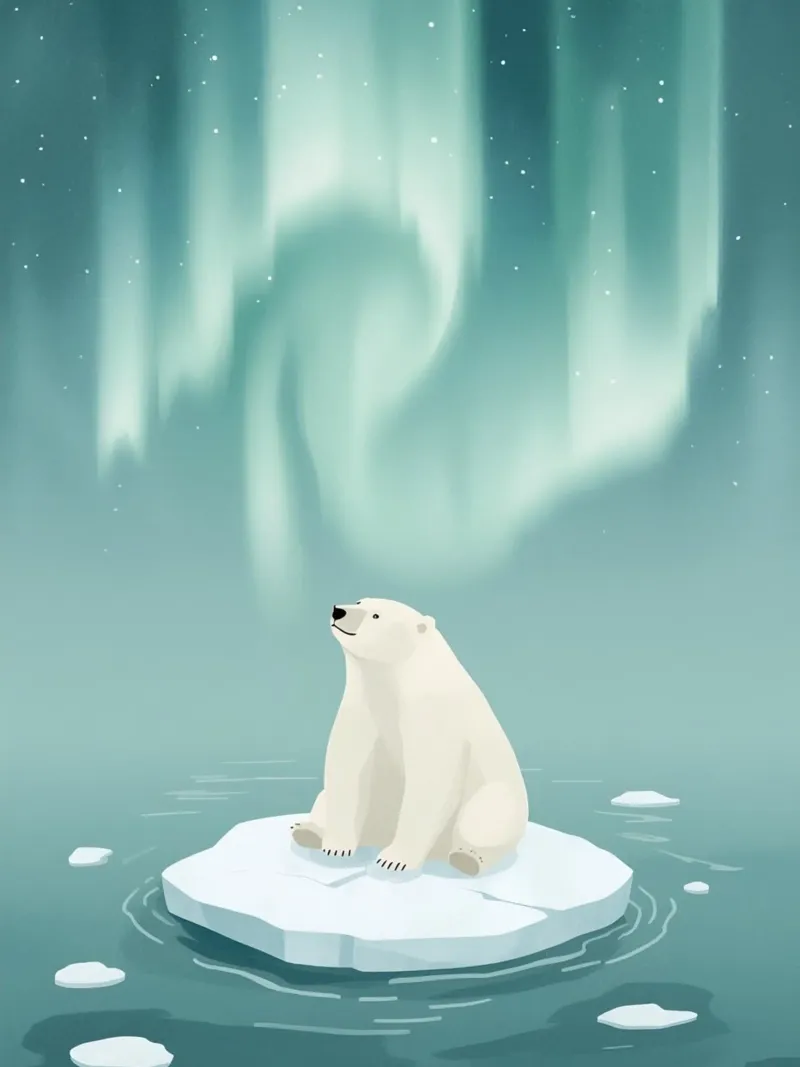 Orso polare sotto l'Aurora Boreale pellicola backlit da DesignDoodle
