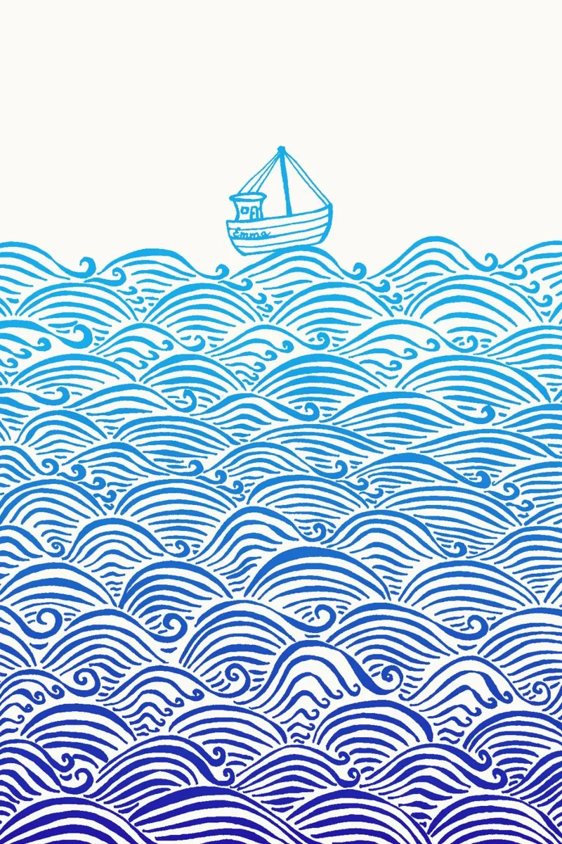 Una piccola barca in alto mare plexiglass da PaperLine Art