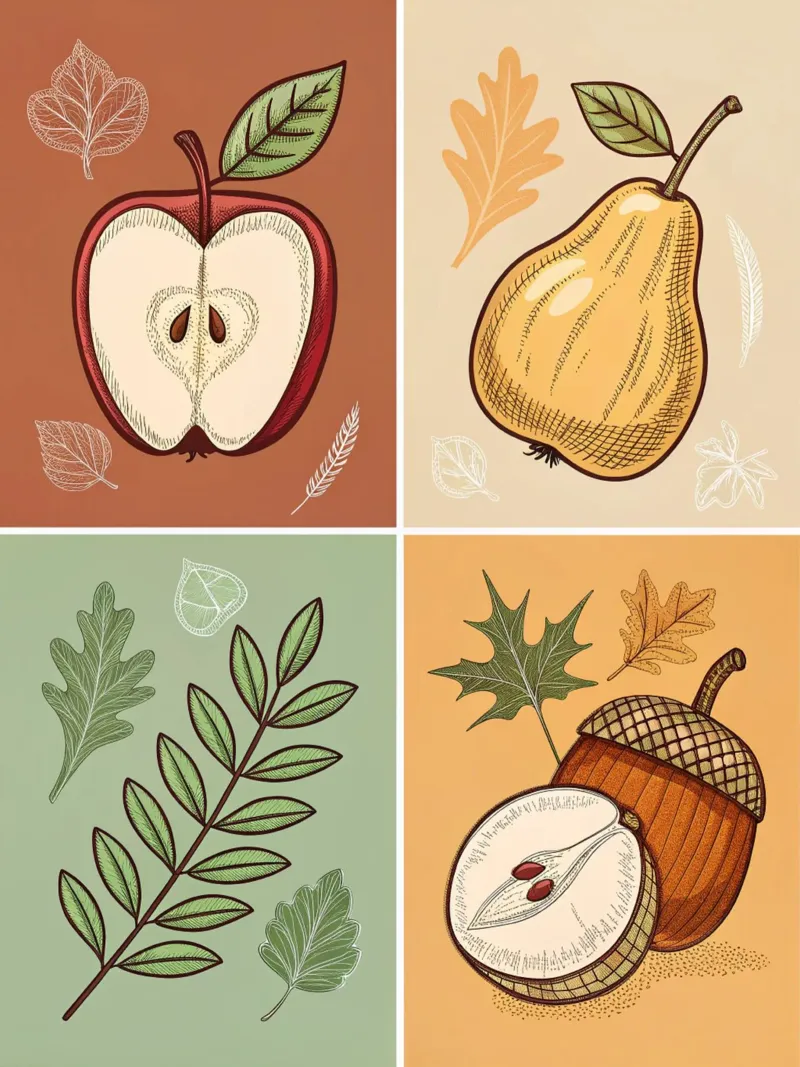 A Four-Part Autumnal Art Print canvas by Artistic-shop