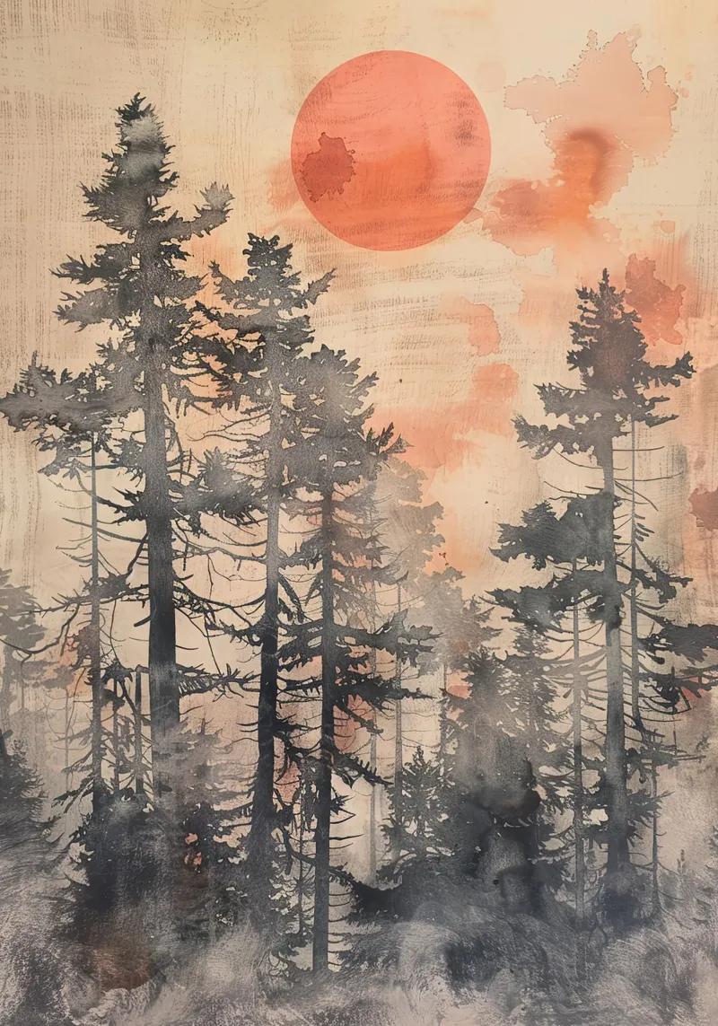 Foresta e sole con macchie astratte plexiglass da dawnthesea
