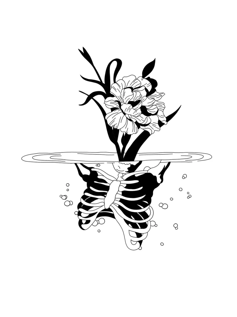 Flowerskull pellicola backlit da byh.illustration