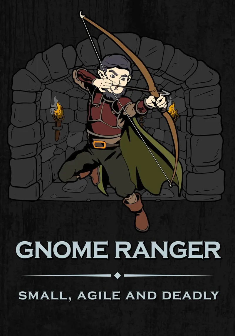 Kabouter Ranger Boogschutter in springaanval acryl van pixelbull - medieval art and more
