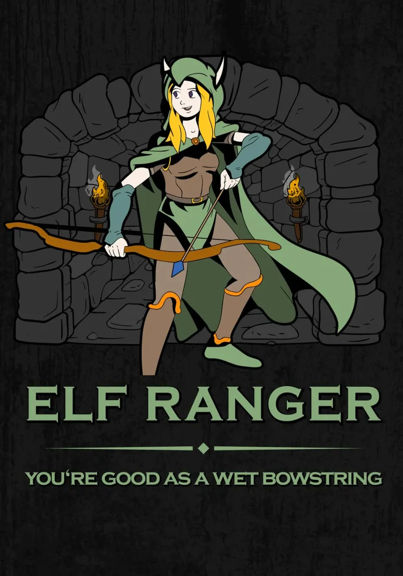 Ranger elfico con arco pronto carta hahnemühle da pixelbull - medieval art and more