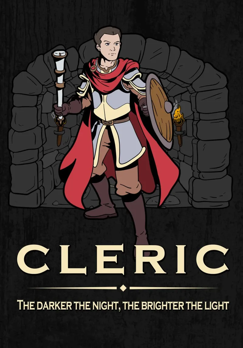 Chierico con mazza in un dungeon oscuro carta hahnemühle da pixelbull - medieval art and more
