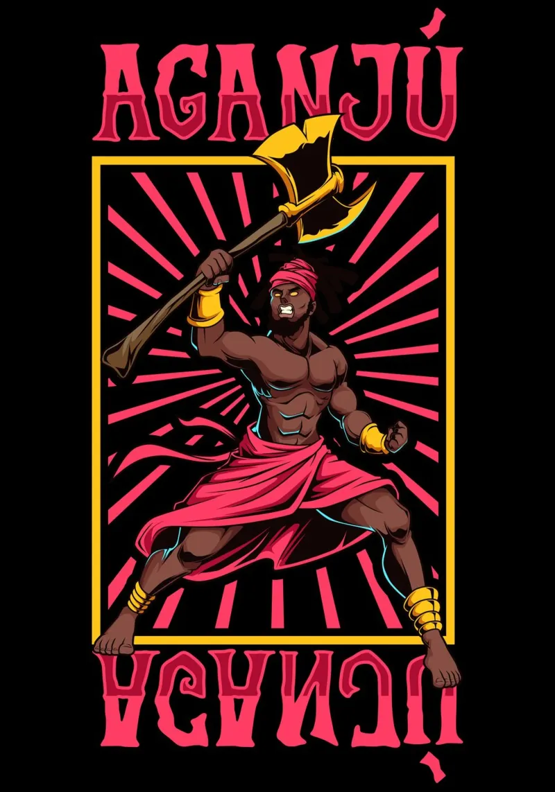 Aganjú - Dio guerriero del fuoco carta hahnemühle da pixelbull - medieval art and more