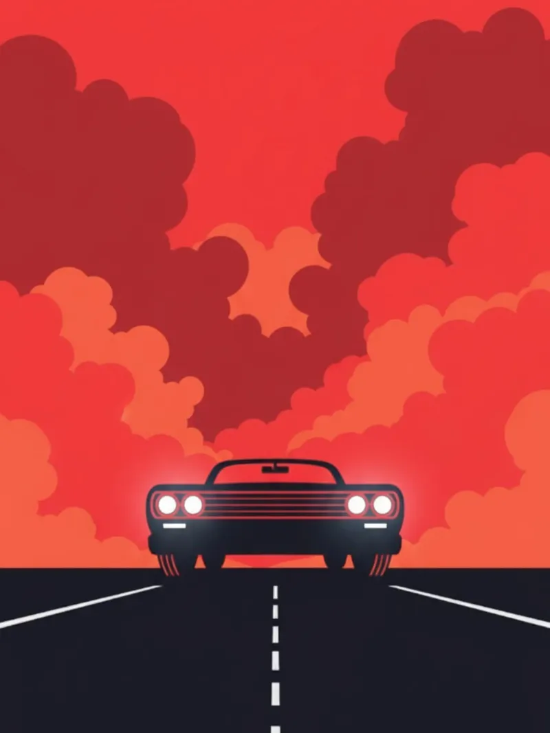 car in red cloudy alluminio dibond da morgal