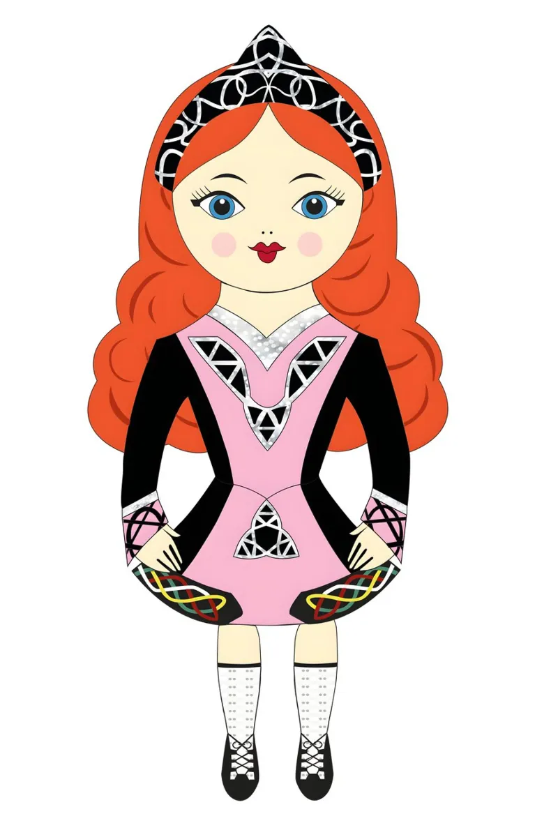 IRISH DANCER IN PINK COSTUME canvas with Floater frame by ARTOMATIC