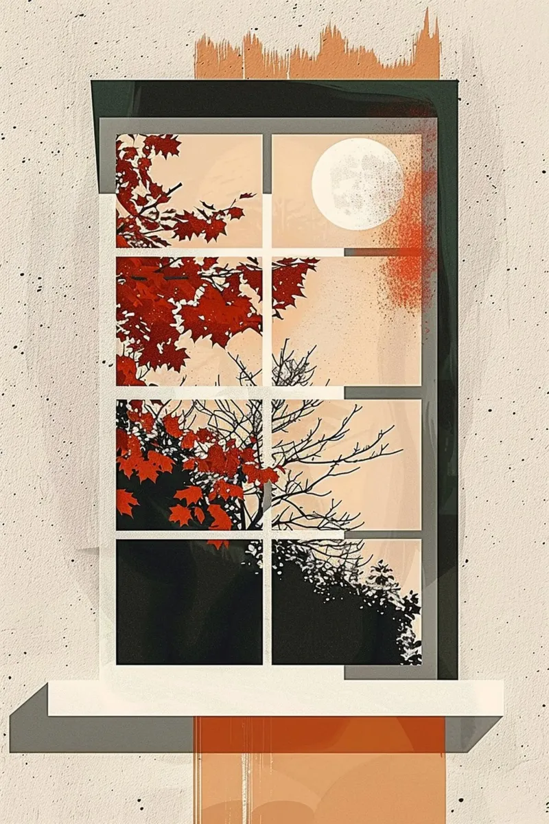 Autumn Moon Through the Window carta hahnemühle da Mosaic Dialogue