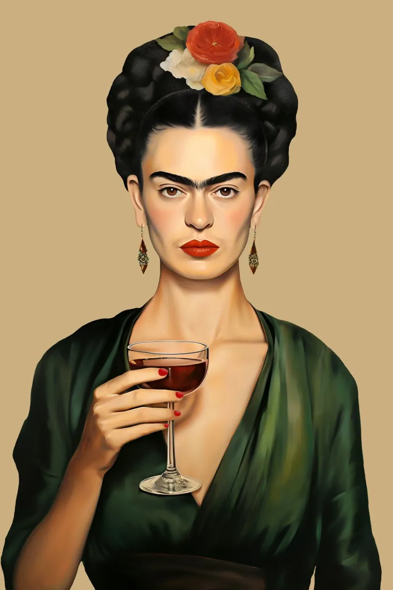 Frida con bicchiere di vino pellicola backlit da Carinaprint