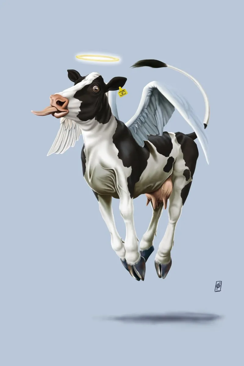 Holy Cow (Colour) tela con Cornice a cassetta da Rob Art | Illustration