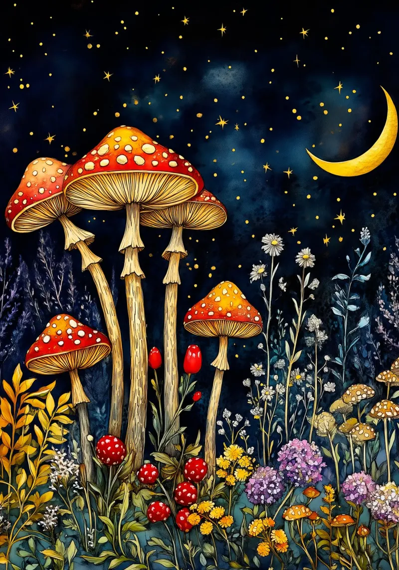 Funghi di notte pellicola backlit da Justyna Jaszke JBJart