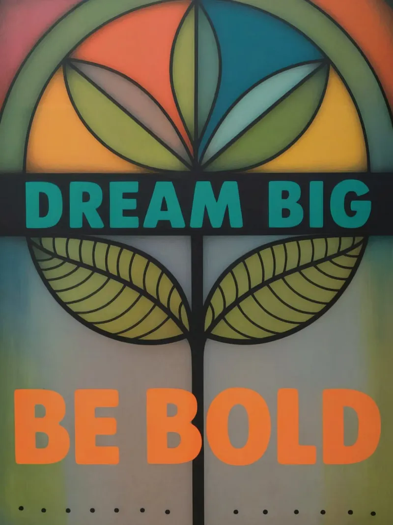 DREAM BIG,  BE BOLD,  Design im Retro Style pellicola backlit da 20 Farben