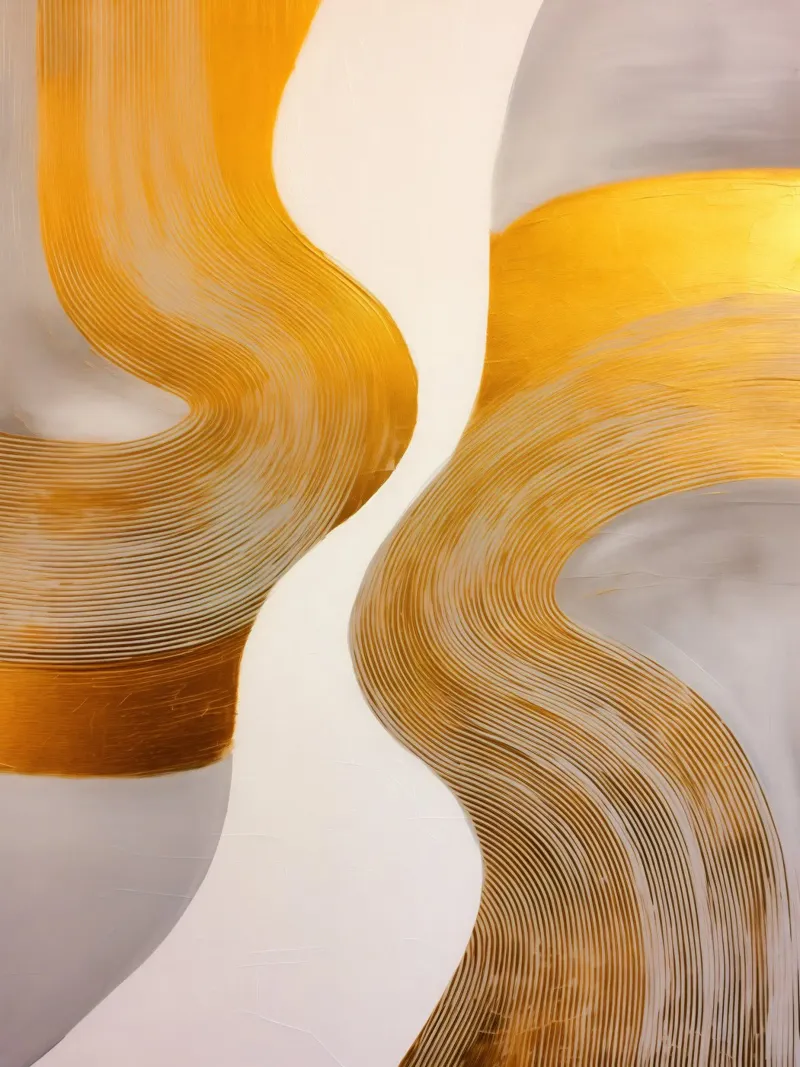 Symfonie in Wit en Goud | Abstract Schilderij hahnemühle van Autofocus