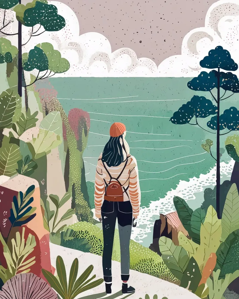 Adventurer by the Sea: Nature, Travel, Adventure Art Print canvas by Hightown Design