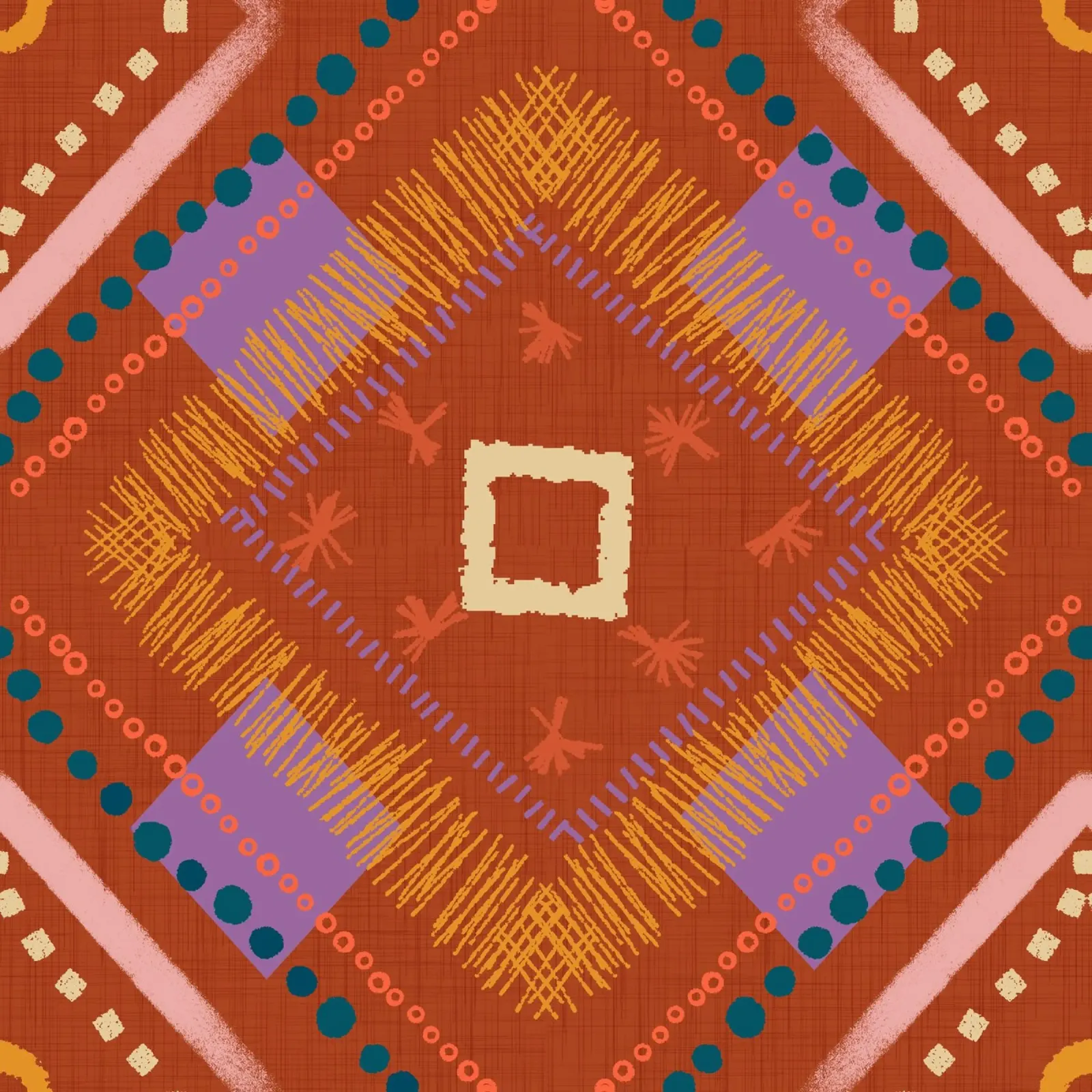 Boho Jewel Diamond Rust - Geometrico eclettico carta hahnemühle da susanacosta
