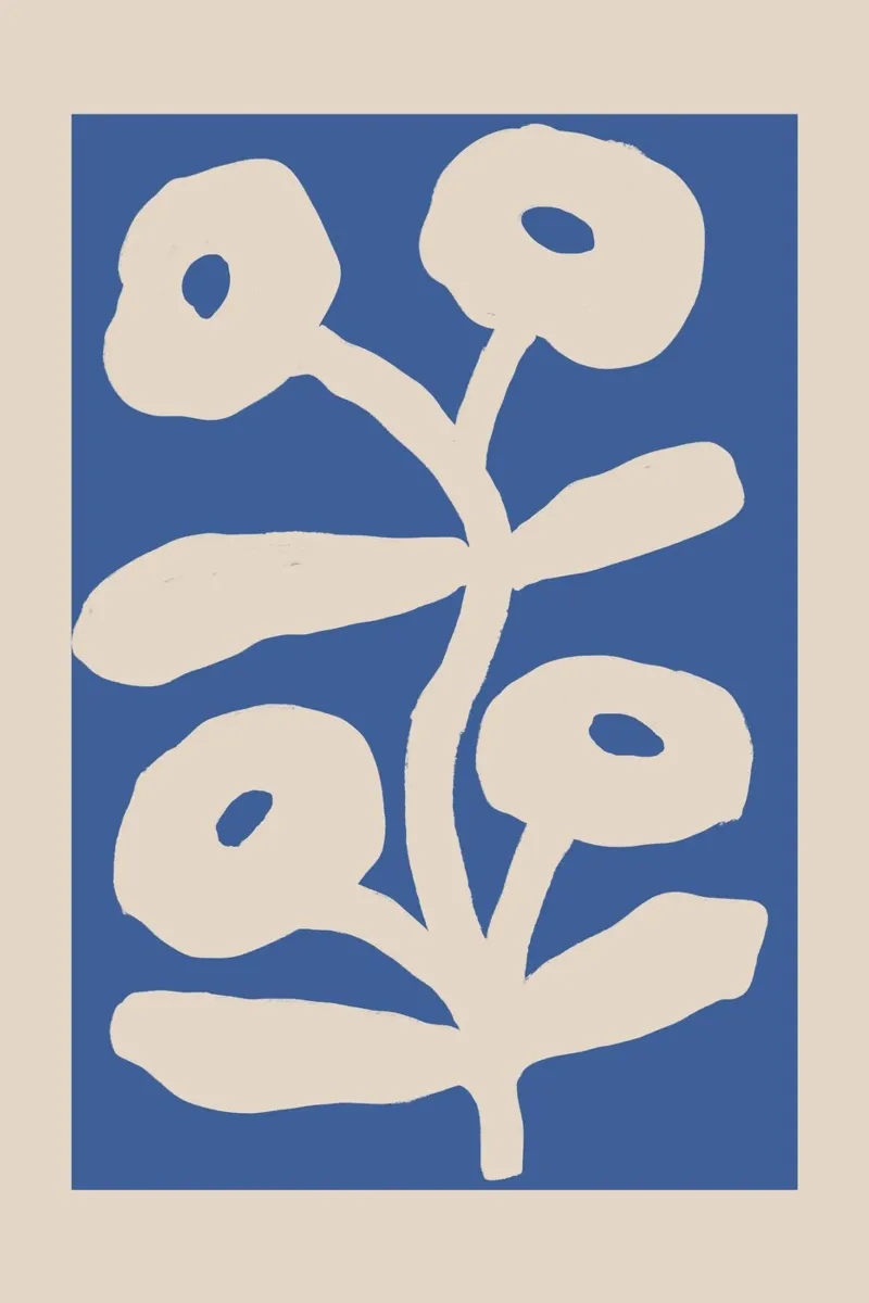 Blu astratto floreale botanico plexiglass da Melloi Art Print