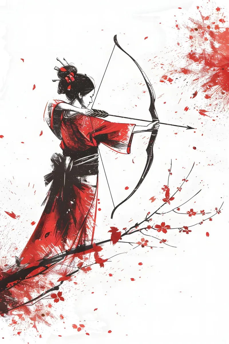 Guerriera geisha poster con telaio in plastica da M-Ulrich-Digital Art