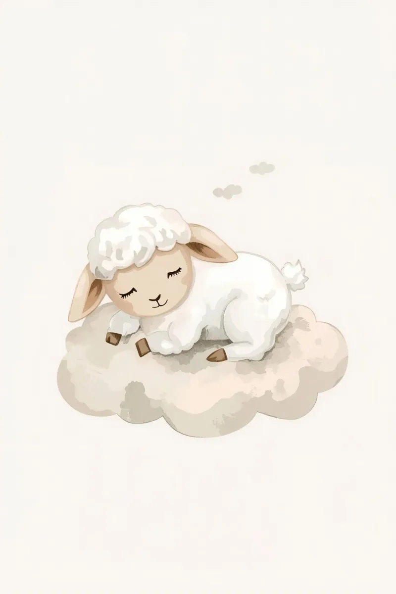 Agnello addormentato su una nuvola pellicola backlit da DesignDoodle