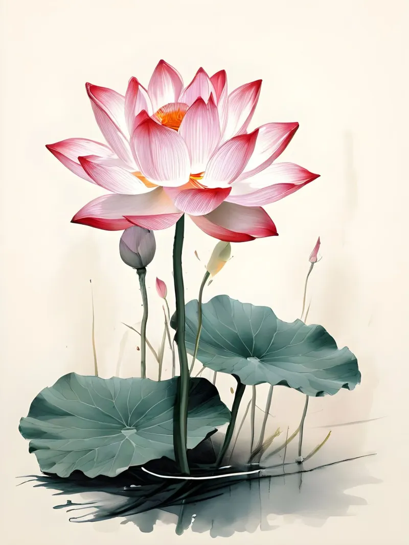 Serene lotusbloesem canvas met Baklijst van Artistic-shop