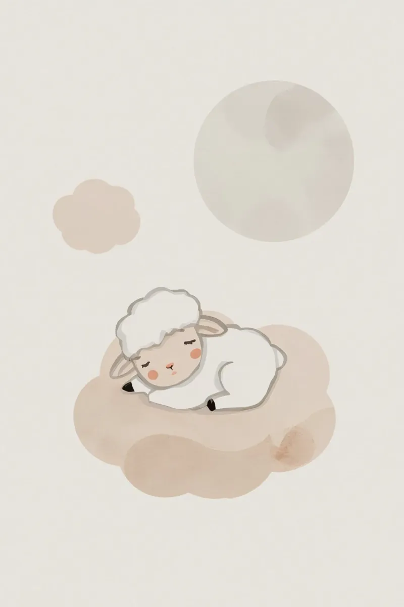 Agnello addormentato su una nuvola pellicola backlit da DesignDoodle