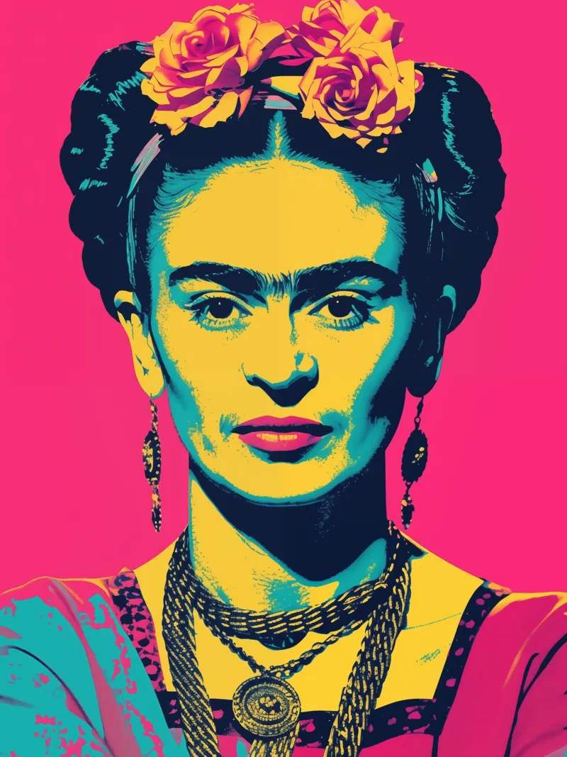 Frida Kahlo Pink Pop Art carta hahnemühle da Autofocus