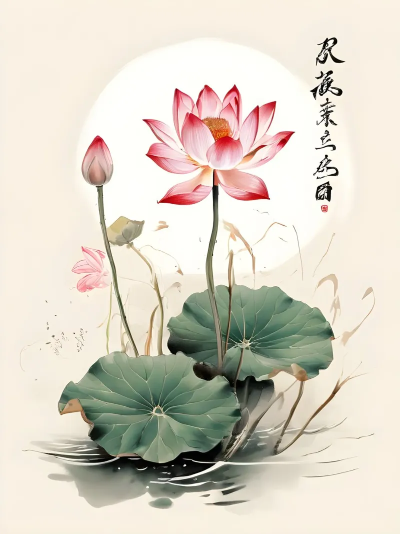Serene lotusbloesem canvas met Baklijst van Artistic-shop