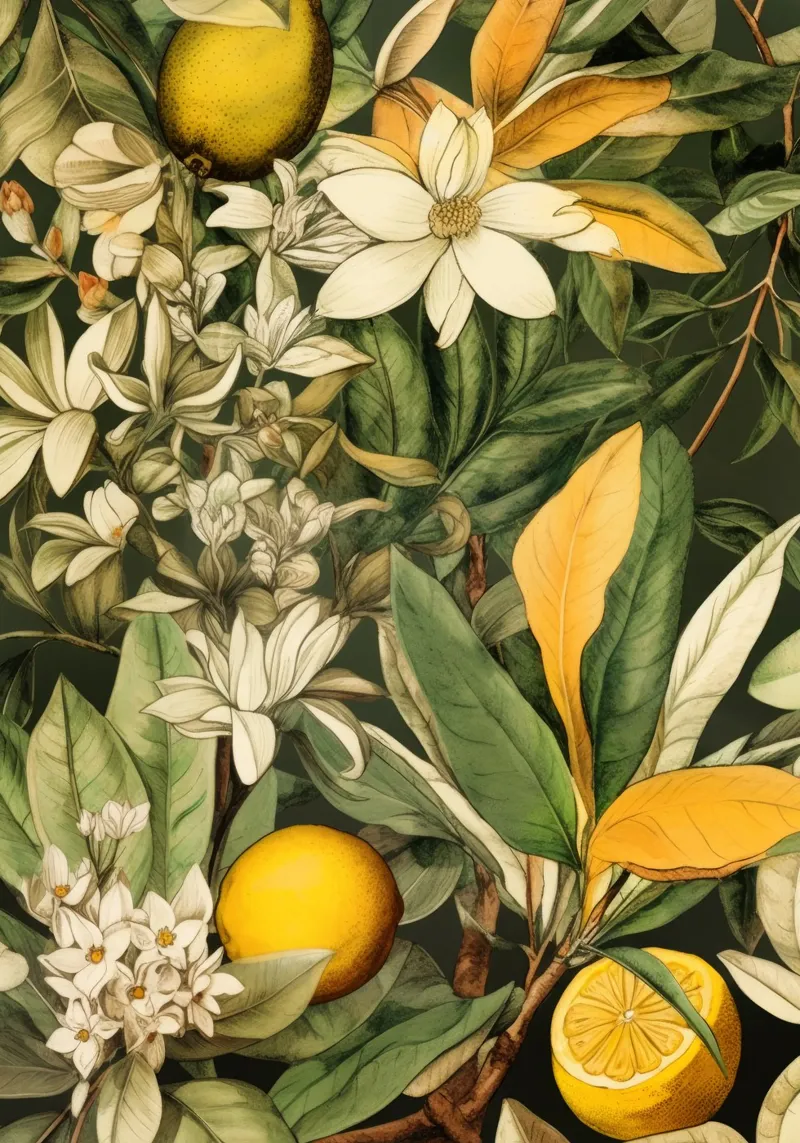 Arte della natura con fiori e frutta pannello forex da Justyna Jaszke JBJart