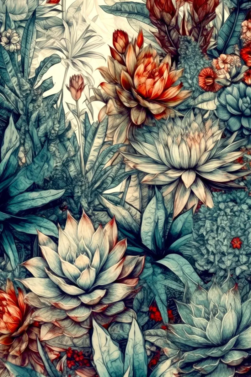 Arte della natura con piante grasse e cactus B poster con telaio in plastica da Justyna Jaszke JBJart