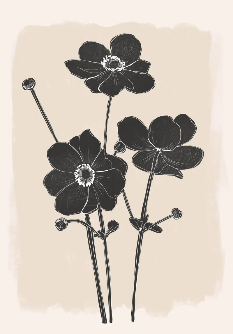 Fiori in bianco e nero alluminio dibond da ThingDesign