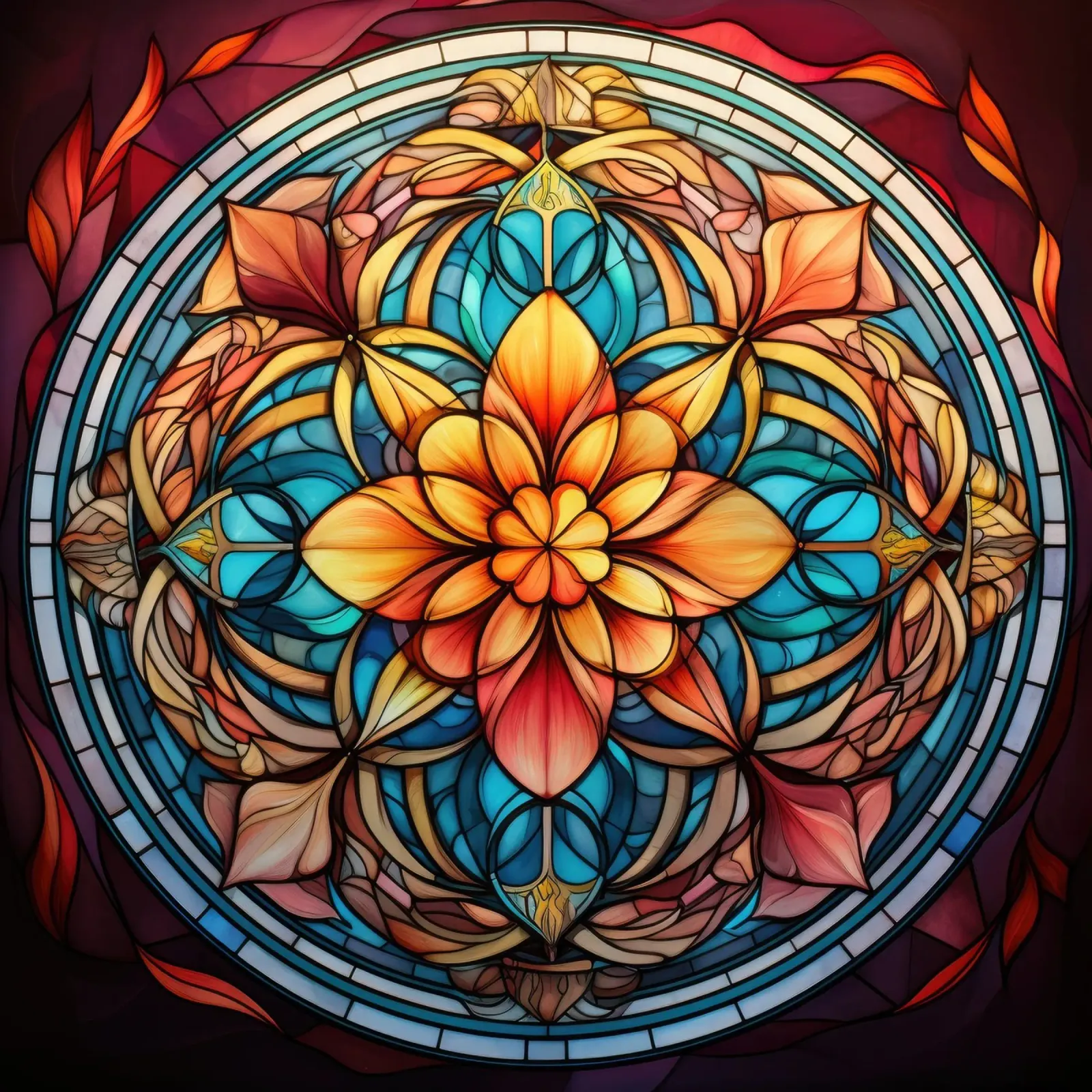 Mandala in vetro colorato pellicola backlit da Spiritual Touch