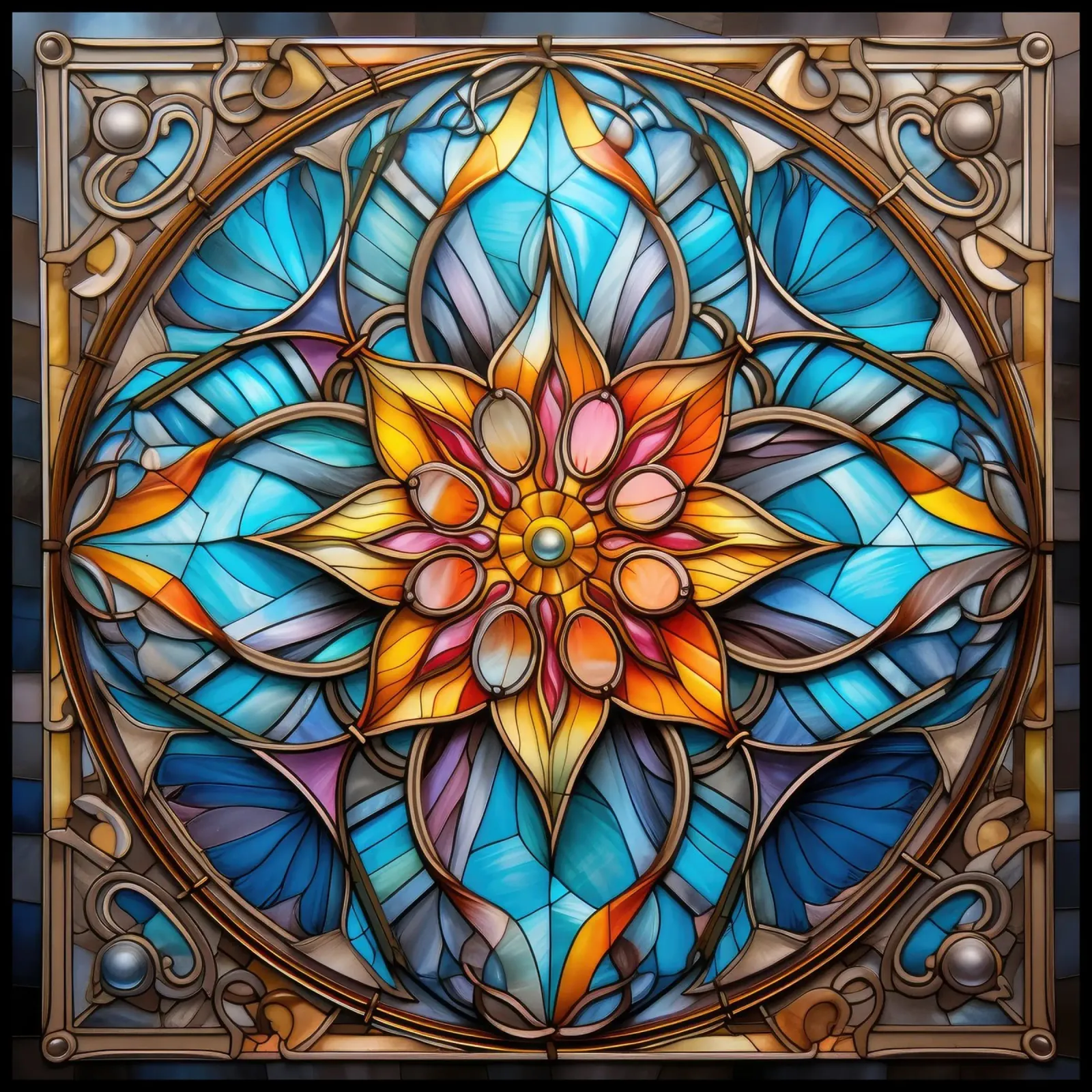 Mandala in vetro colorato pellicola backlit da Spiritual Touch