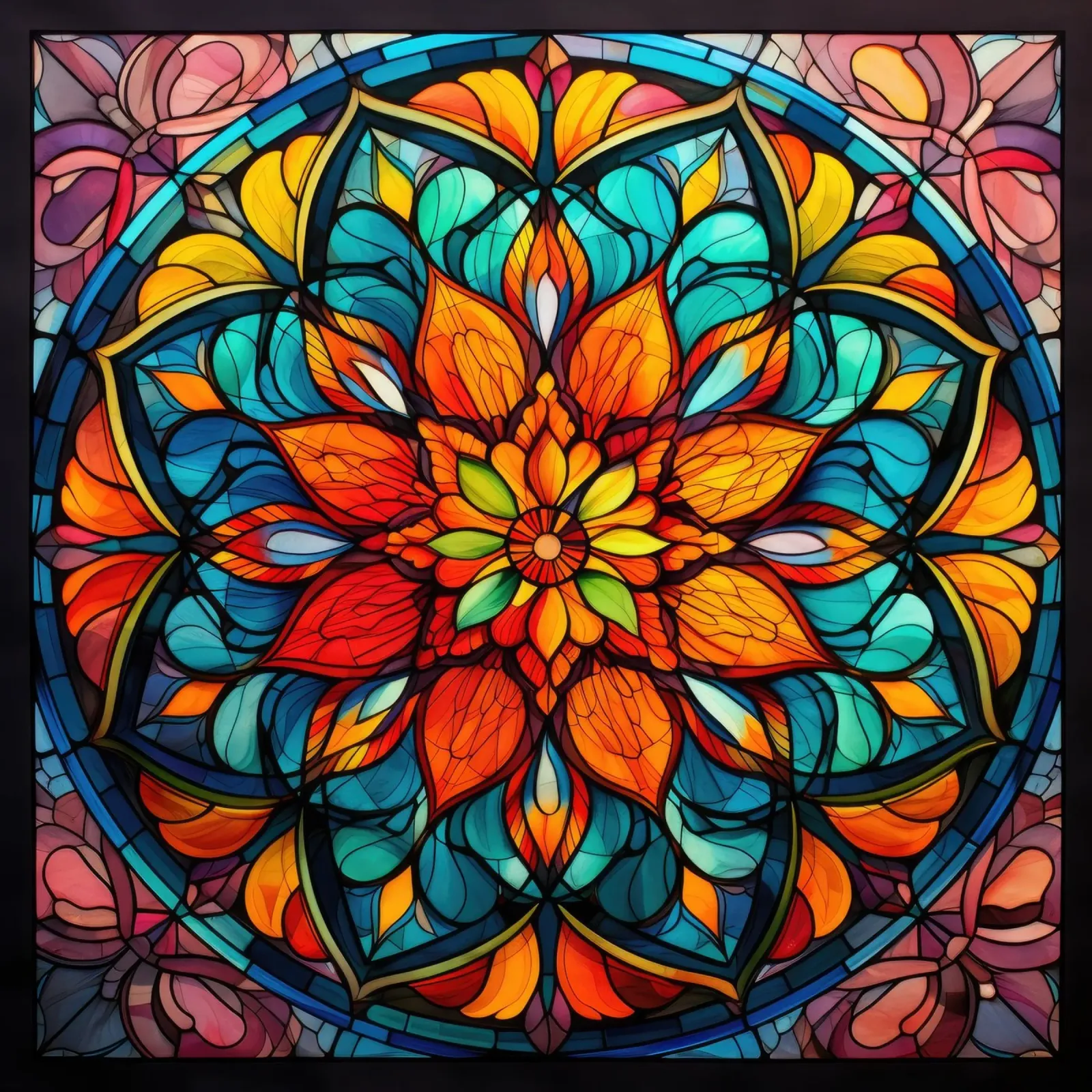 Mandala in vetro colorato pellicola backlit da Spiritual Touch