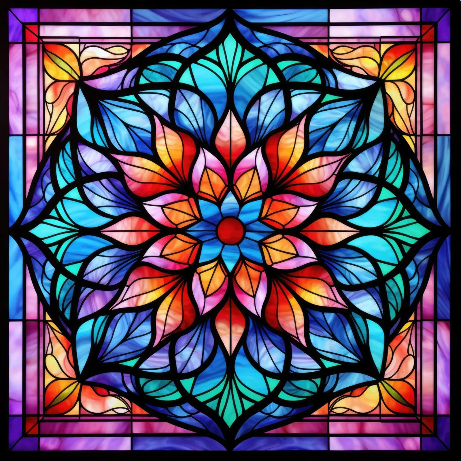 Mandala in vetro colorato pellicola backlit da Spiritual Touch
