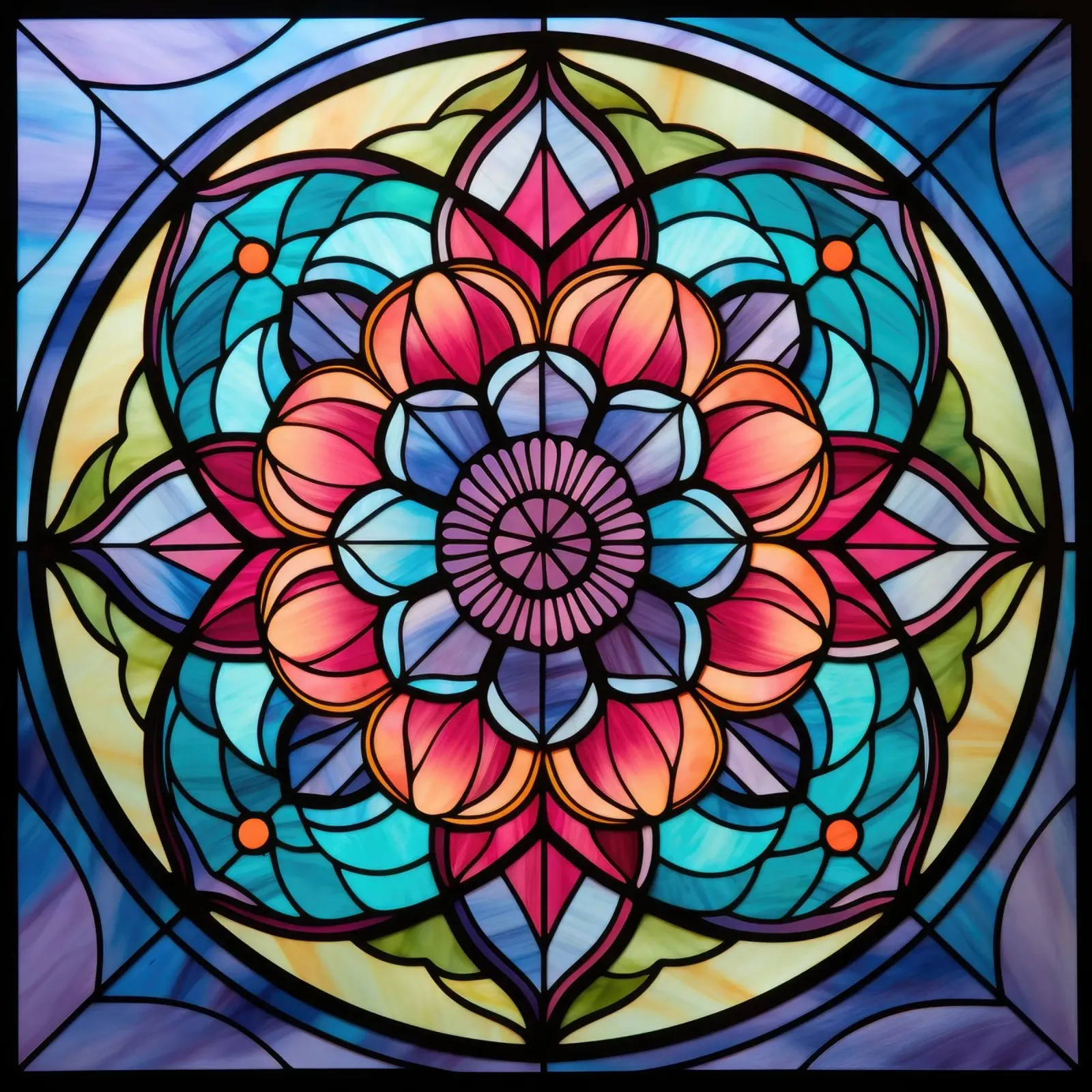 Mandala in vetro colorato pellicola backlit da Spiritual Touch