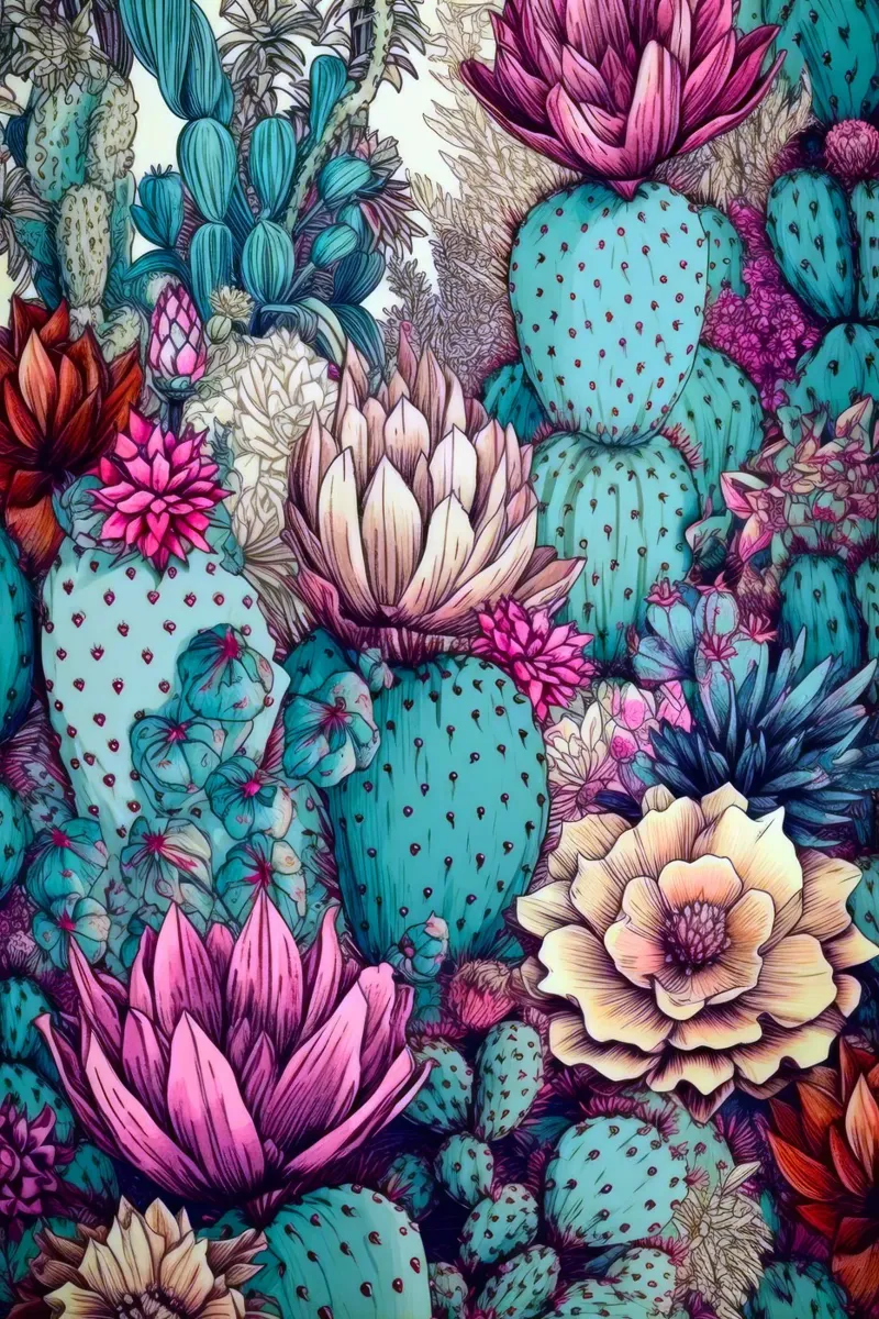 Arte della natura con piante grasse e cactus E pellicola backlit da Justyna Jaszke JBJart