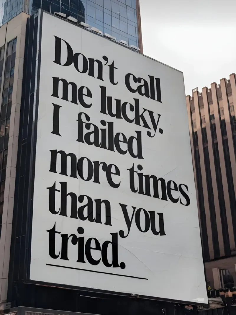 Don't call me lucky. failed more times than you tried. tela da Type & Tape