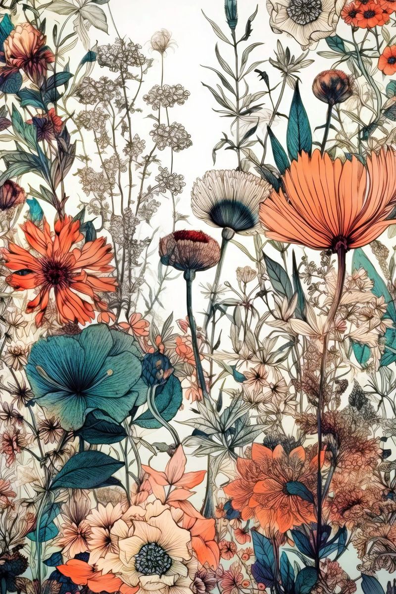 Flowers meadow nature art C forex plate by Justyna Jaszke JBJart